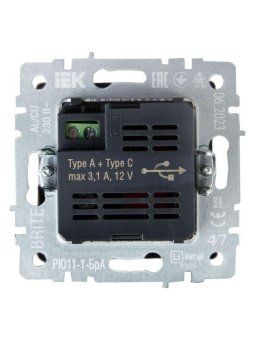 розетка brite usb a+c 18вт рю11-1-бра механизм алюм. iek br-u22-018-k47 от магазина Штепсель и батарейка. - фото_4
