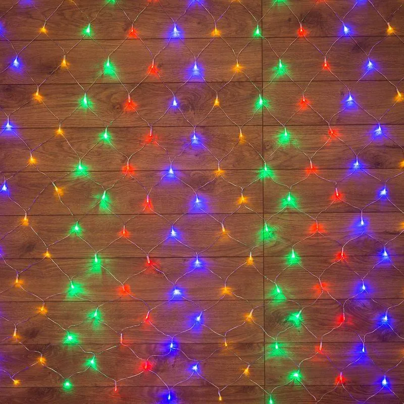 гирлянда светодиодная "сеть" 1х1.5м 96led мультиколор 12вт 220-240в ip20 с контроллером 8 режимов провод пвх прозр. neon-night 215-119-6 от магазина Штепсель и батарейка.