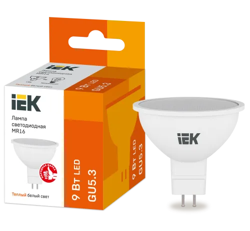 лампа led 9вт gu5,3 3000к иэк lle-mr16-9-230-30-gu5 от магазина Штепсель и батарейка.