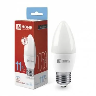 лампа светодиодная led-свеча-vc 11вт свеча 6500к холод. бел. e27 1050лм 230в in home 4690612024868 от магазина Штепсель и батарейка.