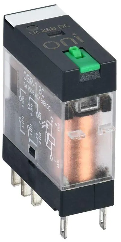 реле общего назначения ogr-1 2c 24в dc с led и тест. кнопкой oni ogr-1-2c-dc24v-l-b от магазина Штепсель и батарейка.