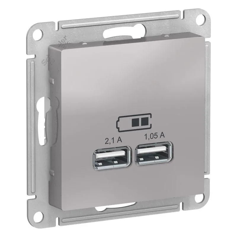розетка usb atlasdesign тип a+a 5в 1х2.1а 2х1.05а механизм алюм. se atn000333 от магазина Штепсель и батарейка.