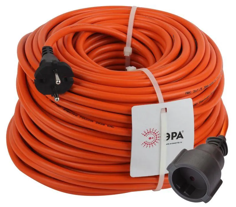 удлинитель-шнур 1х50м без заземл. 16а ip20 upx-1-2х1.5-50m пвс 2х1.5 (бухта) эра б0046809 от магазина Штепсель и батарейка.