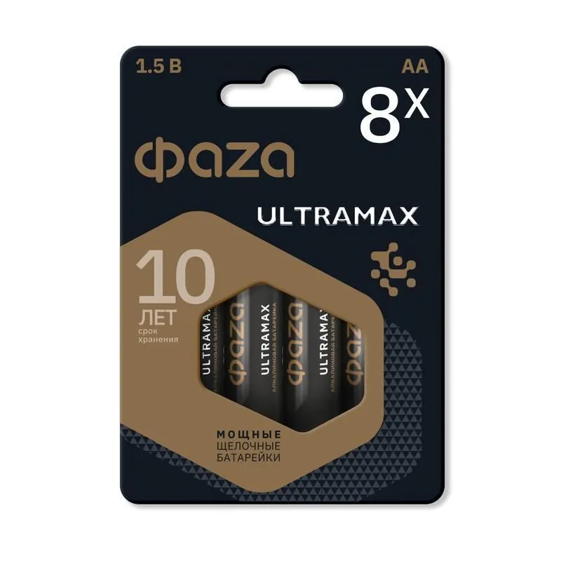 элемент питания алкалиновый aa/lr6 1.5в ultramax bl-8 (уп.8шт) фаzа 5064676 от магазина Штепсель и батарейка.