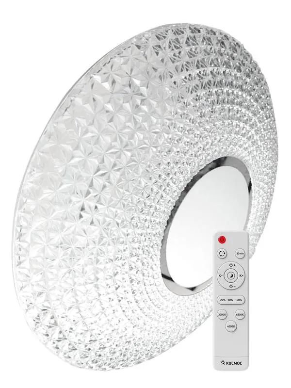 светильник светодиодный premium crystal 75вт 230в 3000-6500к 6000лм ip40 505х125мм настенно-потолочный управляемый с пультом ду космос kscrys75w от магазина Штепсель и батарейка.
