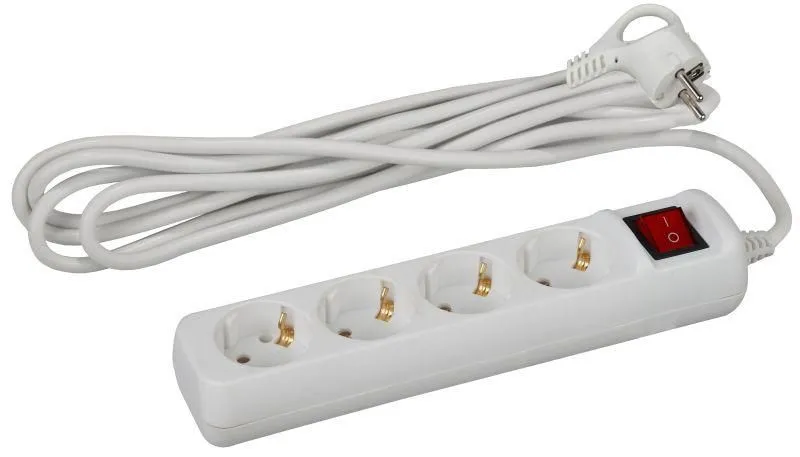 удлинитель 4х3м с заземл. 16а ip20 u-4es-3m-3х1 пвс 3х1 с выкл. эра б0028381 от магазина Штепсель и батарейка.