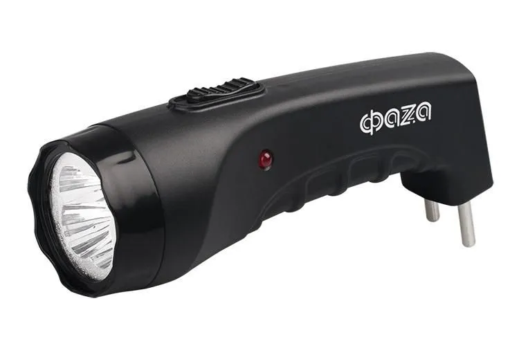фонарь аккумуляторный ручной accuf2-l04-bk 4led 2 режима: 100проц./25проц. аккум. 0.4а.ч выдвижная вилка индикатор зарядки черн. фаzа 5000797 от магазина Штепсель и батарейка.