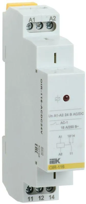 реле промежуточное oir 1 конт. (16а) 24в ac/dc iek oir-116-acdc24v от магазина Штепсель и батарейка.