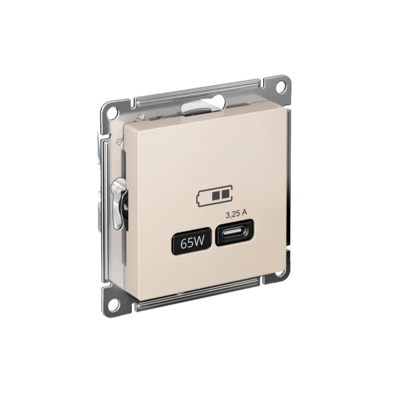розетка usb atlasdesign тип c 65вт qc pd высокоскор. зу механизм беж. se atn000227 от магазина Штепсель и батарейка.