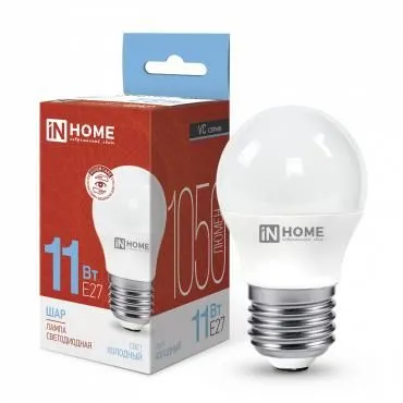 лампа светодиодная led-шар-vc 11вт шар 6500к холод. бел. e27 1050лм 230в in home 4690612024943 от магазина Штепсель и батарейка.