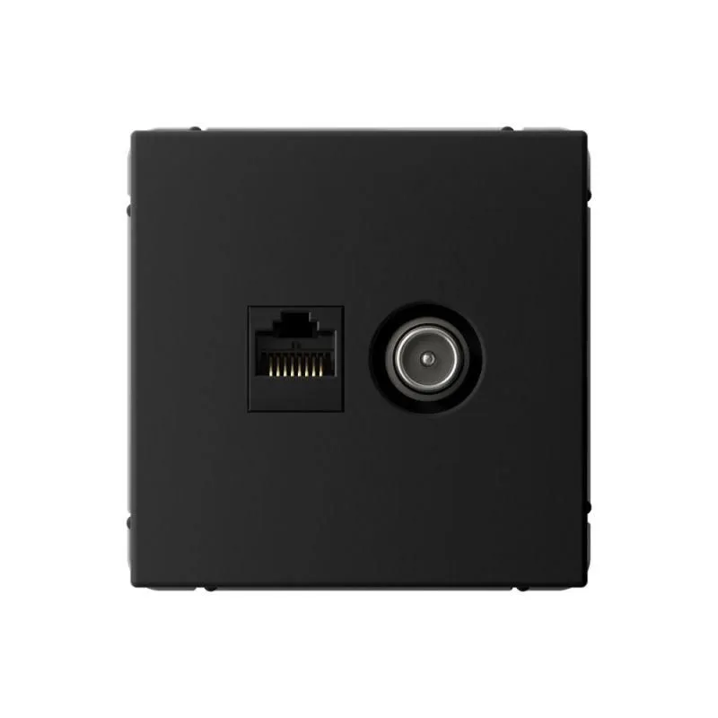 розетка компьютерная + телевизионная 2-м artgallery rj45 + tv кат.5e карбон se gal001089 от магазина Штепсель и батарейка.