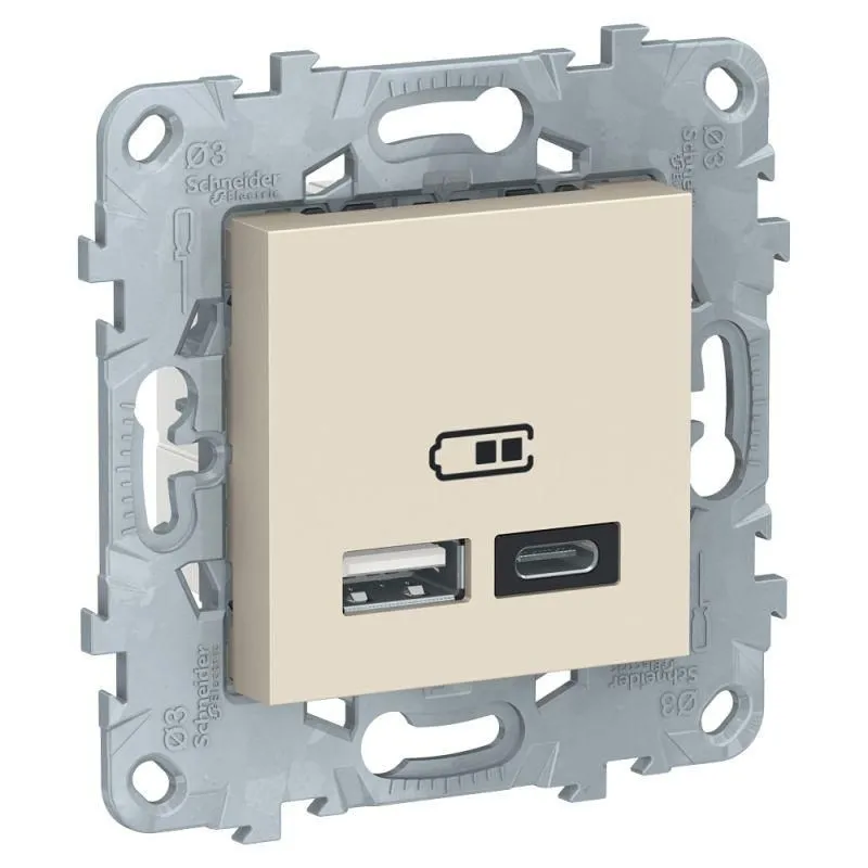 розетка usb 2-м unica new тип а+с 5в/2400ма беж. sche nu501844 от магазина Штепсель и батарейка.