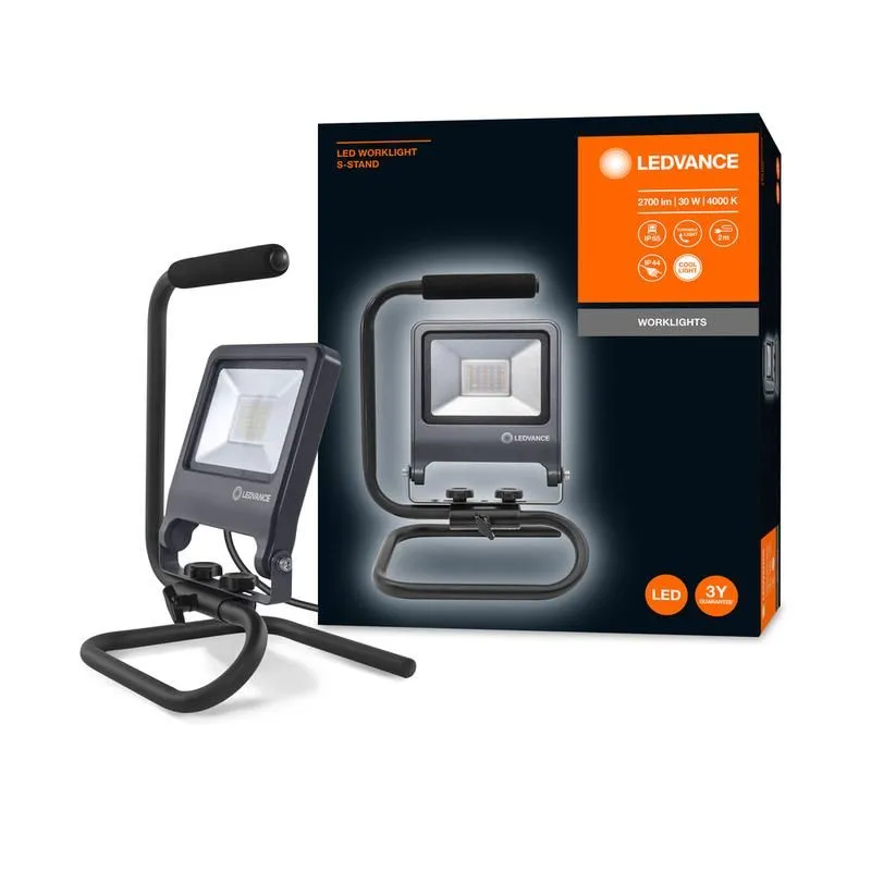 прожектор светодиодный worklight 30вт 2700лм 4000к нейтр. бел. переносной с ручкой сер. ledvance 4058075213852 от магазина Штепсель и батарейка.