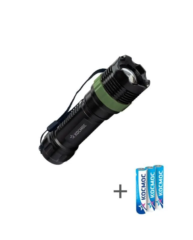 фонарь ручной 1вт led zoom-линза 3xaaa (r03) корпус abs-пластик ремешок ручной космос koc121b от магазина Штепсель и батарейка.