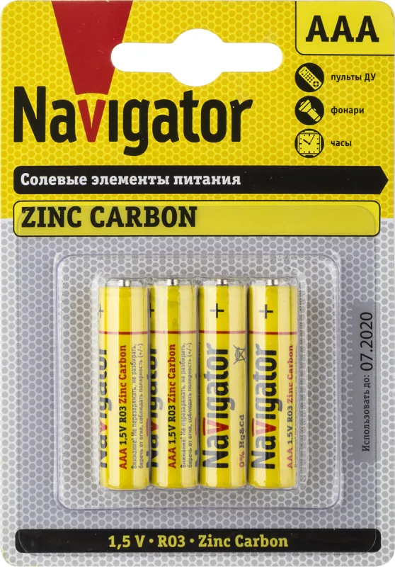 элемент питания солевой aaa/r03 94 767 nbt-ns-aaa/r03-bp4 (блист.4шт) navigator 94767 от магазина Штепсель и батарейка.
