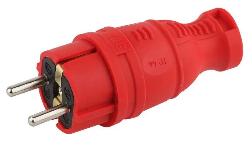 вилка прямая v8-red-ip44 16а ip44 з/з каучук красн. эра б0044547 от магазина Штепсель и батарейка.