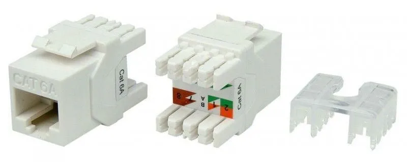 вставка keystone jack rj45 (8p8c) кат.6a (10g) 180град. kj8-8p8c-c6a-180-wh бел. hyperline 426187 от магазина Штепсель и батарейка.
