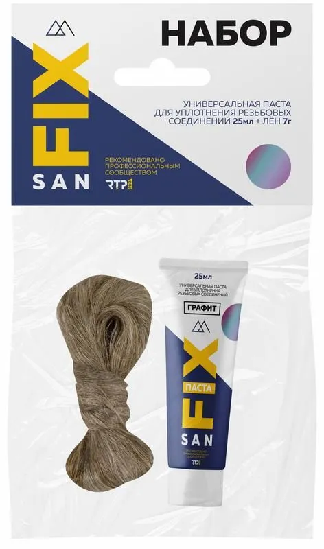 набор монтажный универсальная паста+лен (25мл+7гр) графит sanfix rtp 40713 от магазина Штепсель и батарейка.
