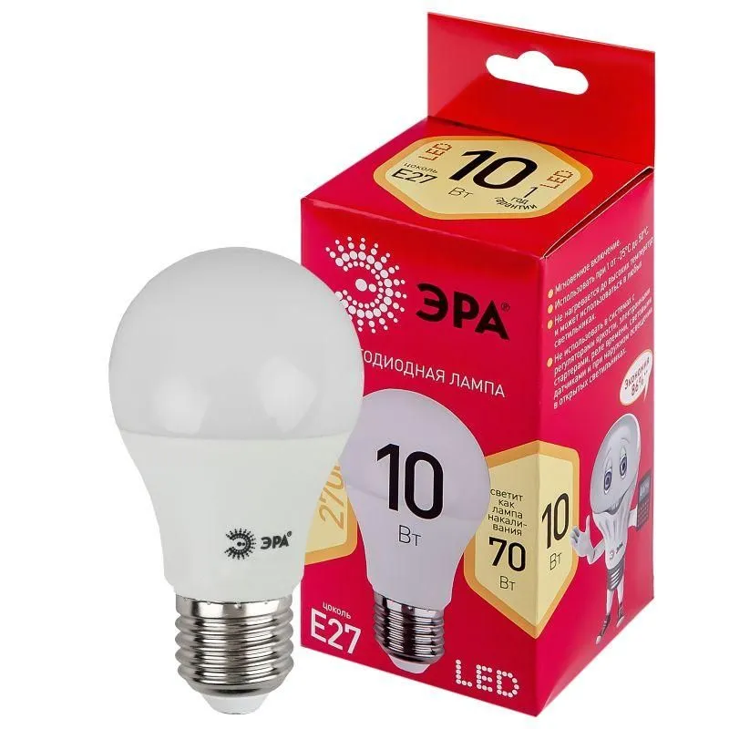 лампа светодиодная red line led a60-10w-827-e27 r 10вт a60 груша 2700к тепл. бел. e27 эра б0049634 от магазина Штепсель и батарейка.