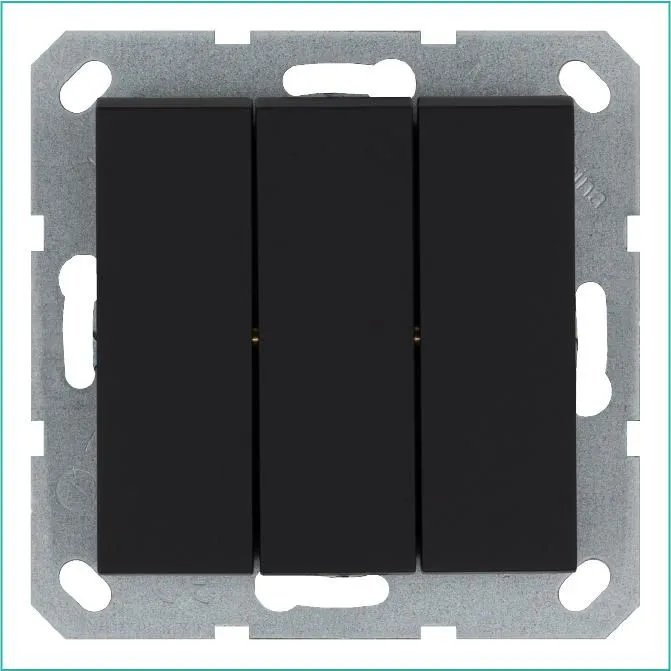 выключатель 3-кл. 10а ip20 механизм черн. матовый soft touch jasmart g3031pb от магазина Штепсель и батарейка.