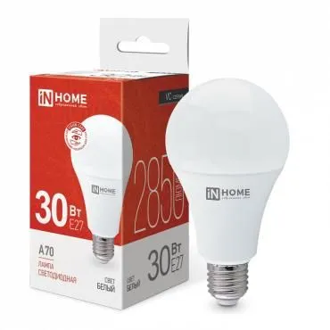 лампа светодиодная led-a70-vc 30вт грушевидная 4000к нейтр. бел. e27 2850лм 230в in home 4690612024141 от магазина Штепсель и батарейка.