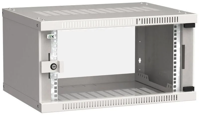 шкаф linea we 6u 600х450мм стекл. дверь сер. itk lwe3-06u64-gf от магазина Штепсель и батарейка.
