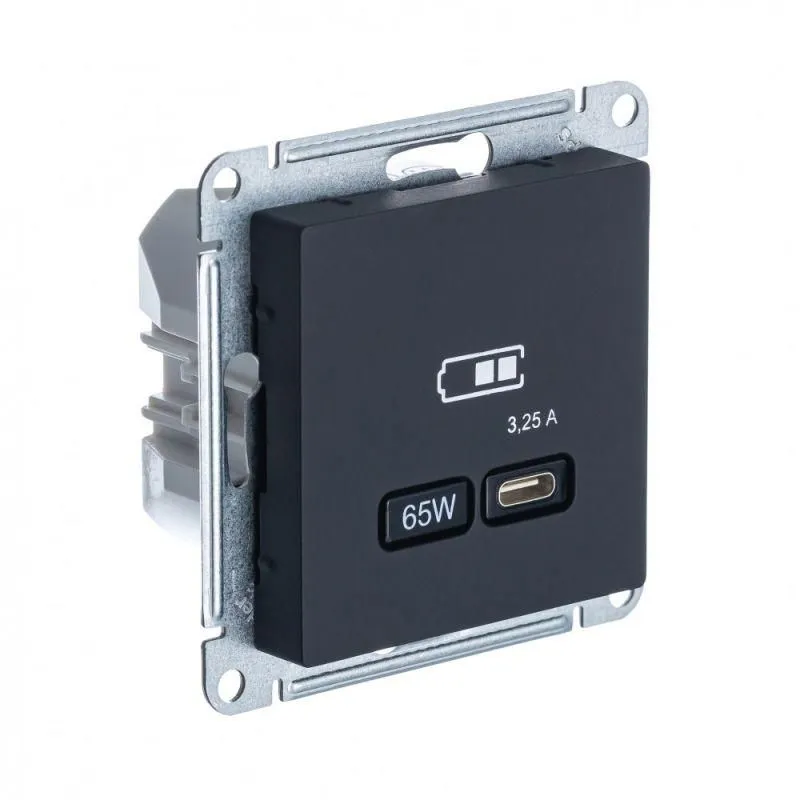 розетка usb atlasdesign тип c 65вт qc pd высокоскор. зу механизм карбон se atn001027 от магазина Штепсель и батарейка.