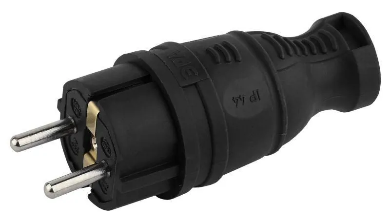 вилка каучуковая с заземл. прям. 16а ip44 черн. эра б0044540 от магазина Штепсель и батарейка.