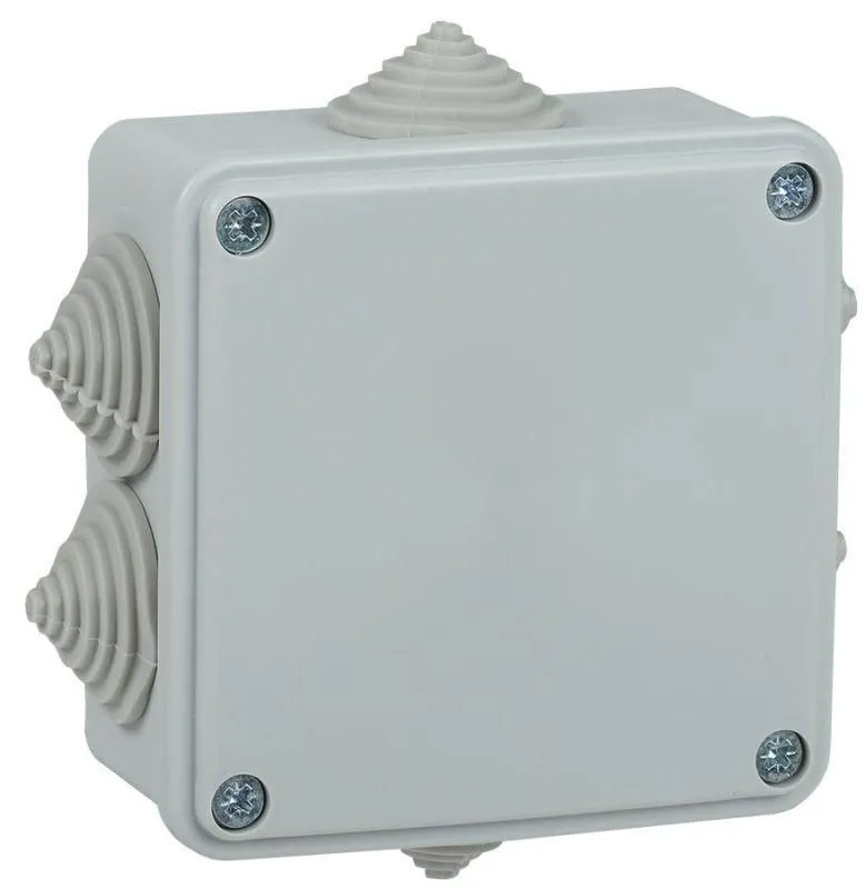 коробка распаячная оп км 100х100х45 ip44 6 вводов (ral7035) iek uko11-100-100-045-k41-44 от магазина Штепсель и батарейка.