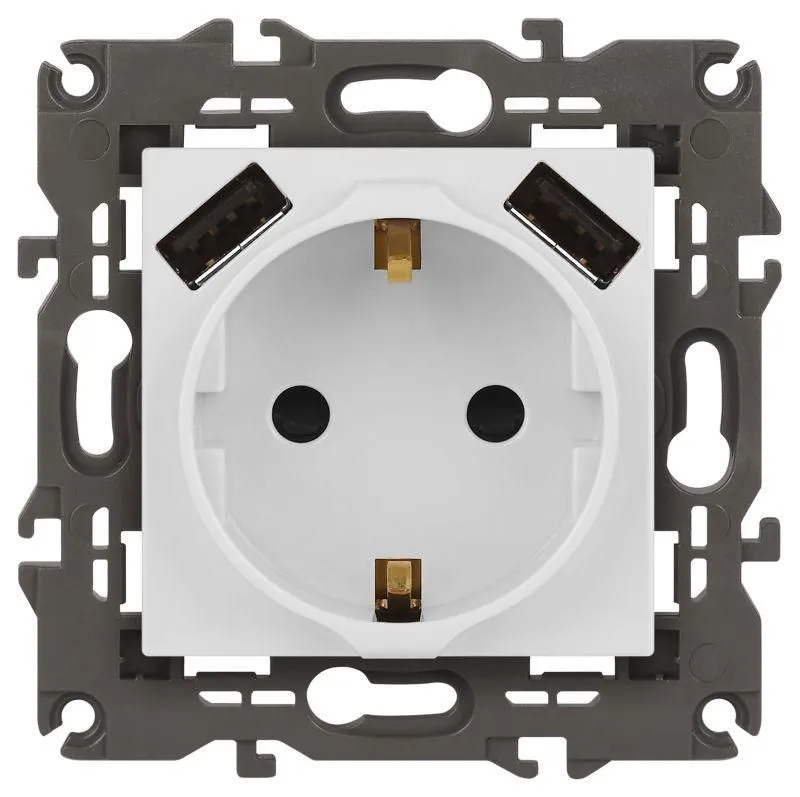 розетка 16а 250в 2p+e с 2хusb 5в-3а защ. шторки elegance бел. 14-4109-01 эра б0047867 от магазина Штепсель и батарейка.