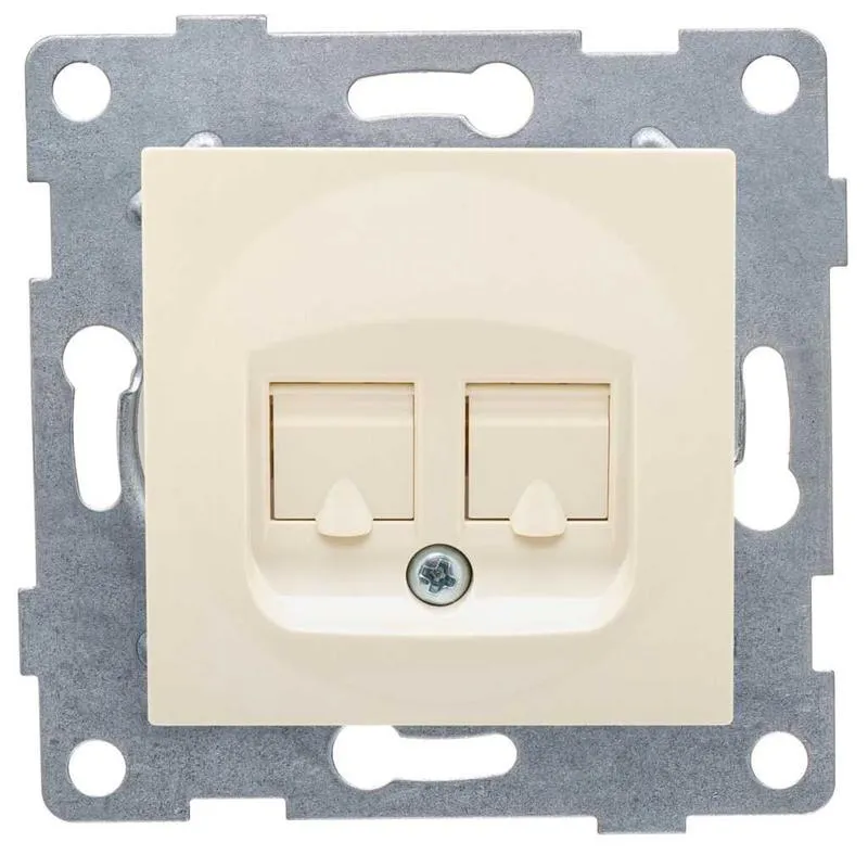 розетка компьютерная + телефонная 2-м сп ugra rj45 + rj12 механизм беж. gusi с11кт-003 от магазина Штепсель и батарейка.