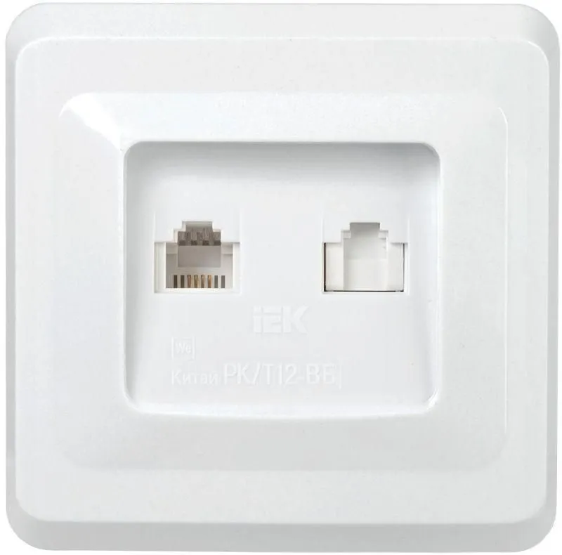 розетка компьютерная + телефонная 2-м сп вега рк/т12-вб rj45 + rj11 бел. iek eiv20-k01-dm от магазина Штепсель и батарейка.