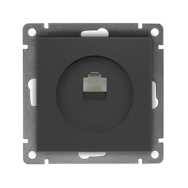 розетка компьютерная 1-м сп афина rj45 кат.5e механизм графит universal a0051-gr от магазина Штепсель и батарейка.