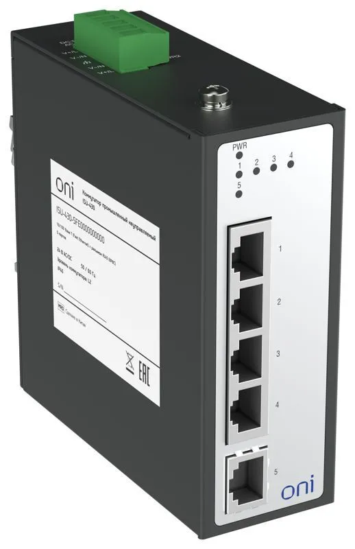 коммутатор промышленный неуправляемый isu-430 ethernet 5 портов 10/100baset разъем rj45 24в ac/12/24/48в dc с резервированием oni isu-430-5fe0000000000 от магазина Штепсель и батарейка.