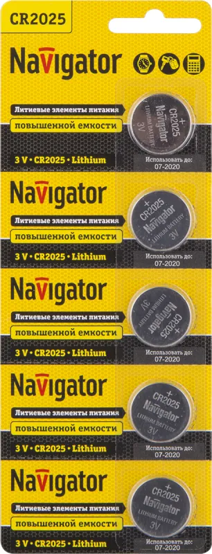 элемент питания литиевый cr2025 94 764 nbt-cr2025-bp5 (блист.5шт) navigator 94764 от магазина Штепсель и батарейка.