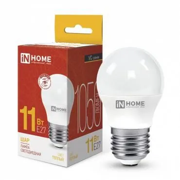 лампа светодиодная led-шар-vc 11вт шар 3000к тепл. бел. e27 1050лм 230в in home 4690612020600 от магазина Штепсель и батарейка.
