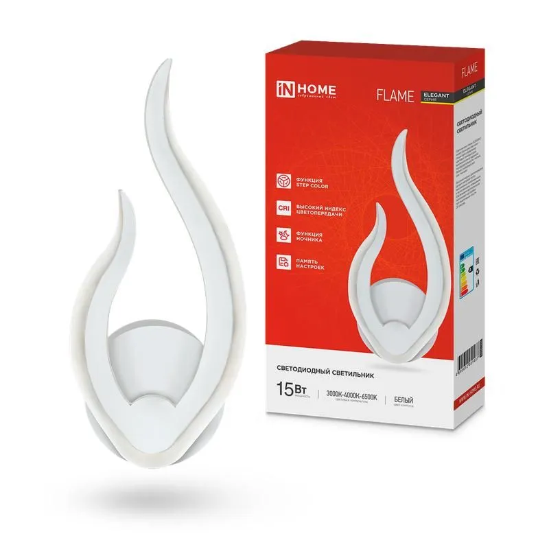 светильник светодиодный elegant flame 15вт 3000-6500к 1200лм 230в step color бел. in home 4690612051437 от магазина Штепсель и батарейка.