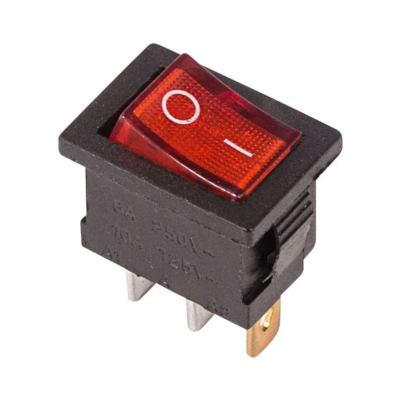 выключатель клавишный 250в 6а (3с) on-off красн. с подсветкой mini (rwb-206; sc-768) rexant 36-2150 от магазина Штепсель и батарейка.