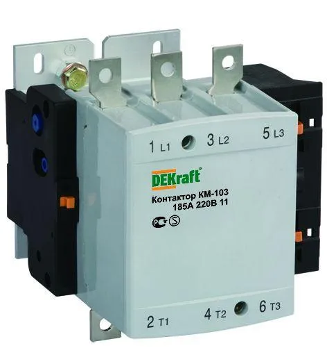 контактор км-103 185а кат. 380в ac 1но+1нз ac-3 dekraft 22155dek от магазина Штепсель и батарейка.