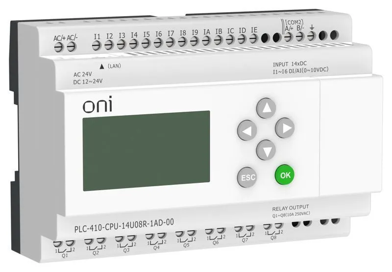 модуль цпу плк 410 8 di 6 ui (0-10в/di) 8 ro 12в-24в dc или 24в ac с ethernet портом с экраном oni plc-410-cpu-14u08r-1ad-00 от магазина Штепсель и батарейка.