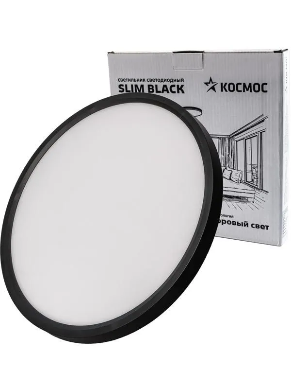 светильник светодиодный slim black 38вт 4500к ip40 2650лм 230в 400х25мм космос kslim38w_b4500k от магазина Штепсель и батарейка.