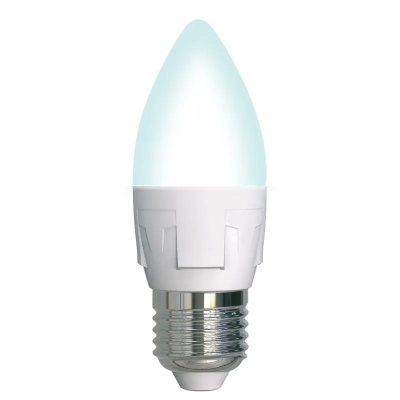 лампа светодиодная led-c37 7w/4000k/e27 /fr/dim plp01wh яркая 7вт матовая 4000к нейтр. бел. e27 диммир. (упак. картон) uniel ul-00004295 от магазина Штепсель и батарейка.