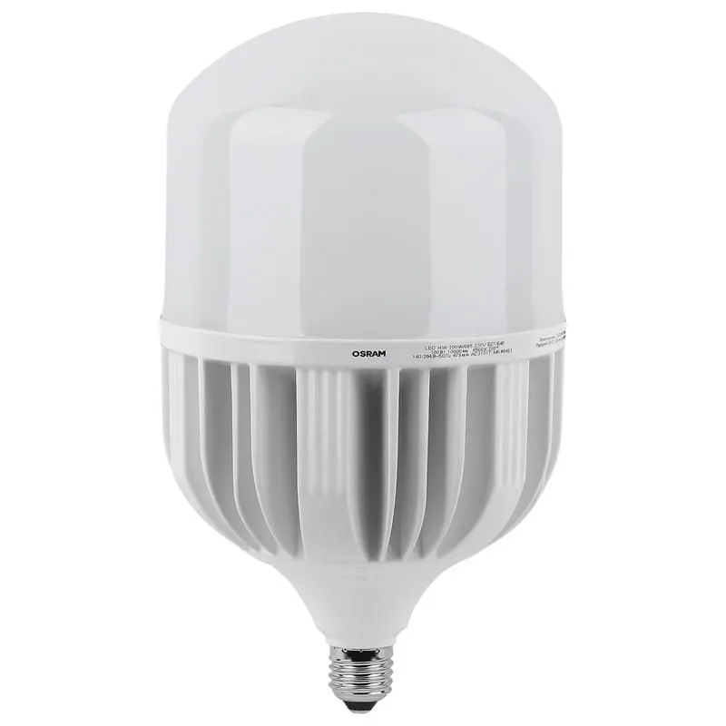 лампа светодиодная высокомощная led hw 100вт t матовая 6500к холод. бел. e27 10000лм 140-265в с адаптером e40 угол пучка 200град. pf>/=09 (замена 1000вт) osram 4058075577015 от магазина Штепсель и батарейка.