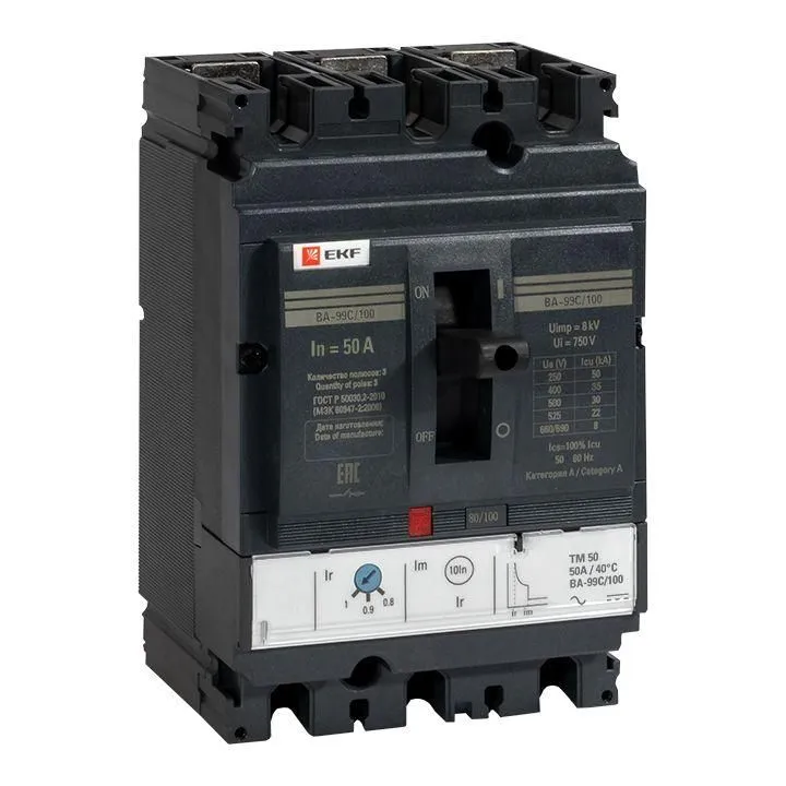 выключатель автоматический 3п 100/50а 36ка ва-99c compact ns proxima ekf mccb99c-100-50 от магазина Штепсель и батарейка.