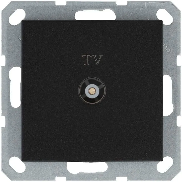 розетка телевизионная проходная tv ф9.5мм механизм антрацит jasmart g6002b от магазина Штепсель и батарейка.