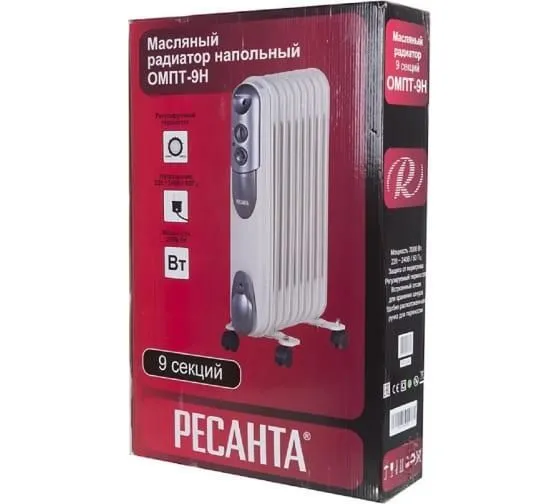 радиатор масляный 9 секц. 2000вт омпт- 9н ресанта 67/3/4 от магазина Штепсель и батарейка.