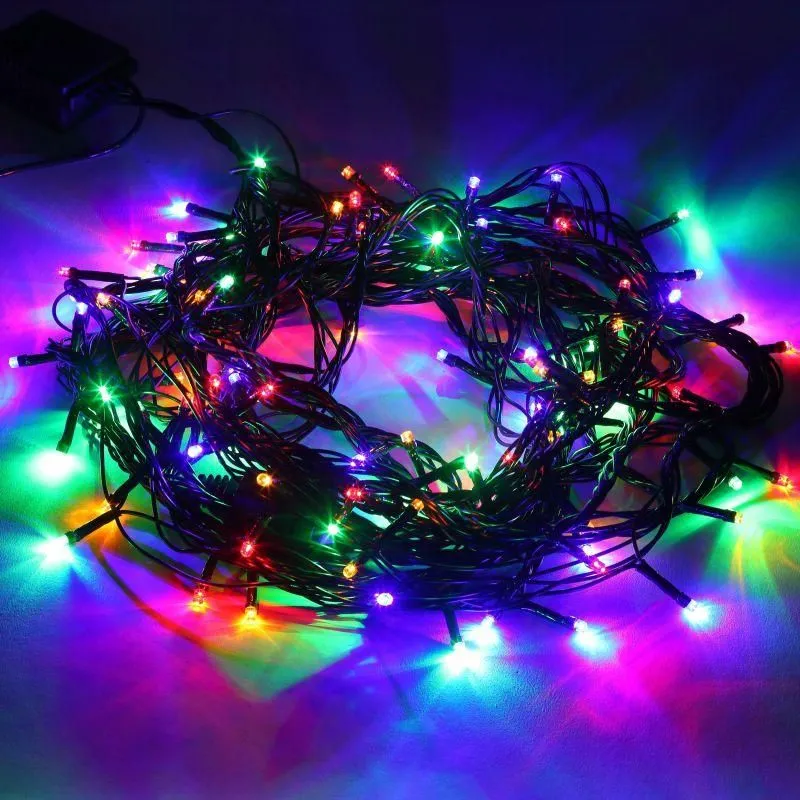 гирлянда светодиодная "нить" 10м 100led 8 режимов зел. пр. 220в ip20 мультиколор эра б0041893 от магазина Штепсель и батарейка.