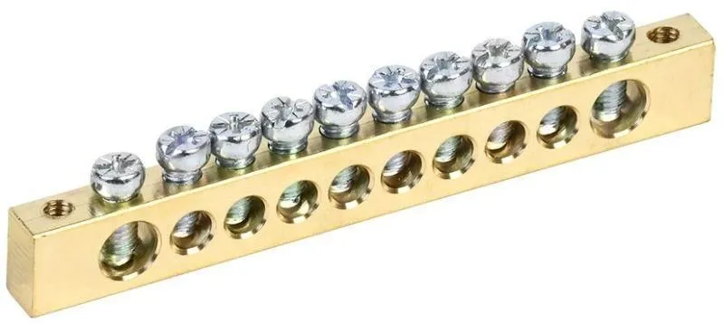 шина pen "земля-ноль" 8х12мм 10/2 (10групп/крепеж по краям) iek ynn21-10-100 от магазина Штепсель и батарейка.