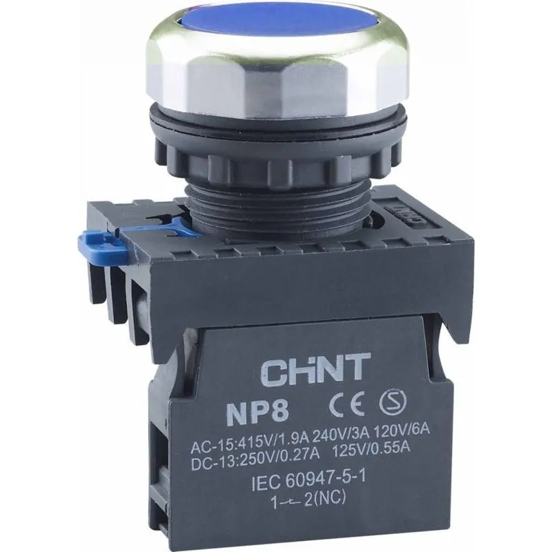 кнопка управления np8-10bn/6 без подсветки син. 1но ip65 (r) chint 578645 от магазина Штепсель и батарейка.