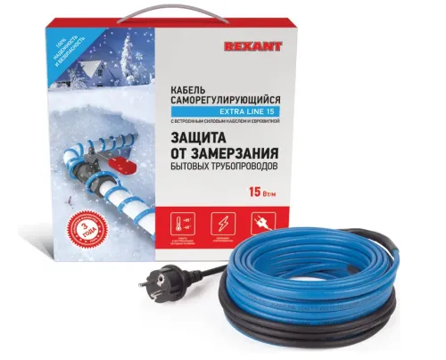 кабель саморегулирующийся греющий на трубу 15msr-pb 4m (4м/60вт) rexant от магазина Штепсель и батарейка.